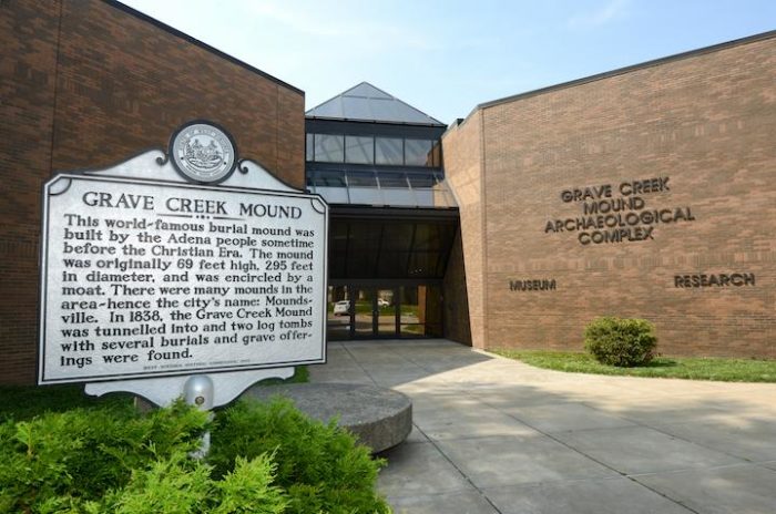 Grave Creek Mound Archaeological Complex building front entrance.